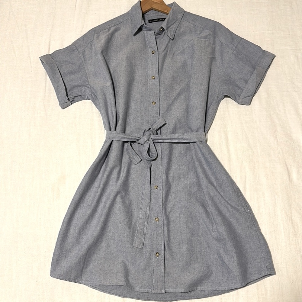 Abercrombie & Fitch Shirt Dress Womens Size Medium Tie Belt Pockets